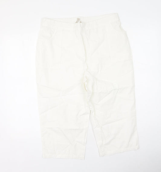 Anthology Womens White  Cotton Trousers  Size 16  Regular