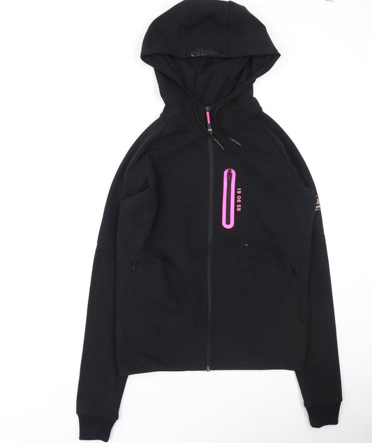 ellesse Womens Black Round Neck  Cotton Full Zip Jumper Size 6