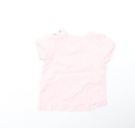 Nutmeg Girls Pink Floral Cotton Basic Casual Size 3-6 Months Round Neck