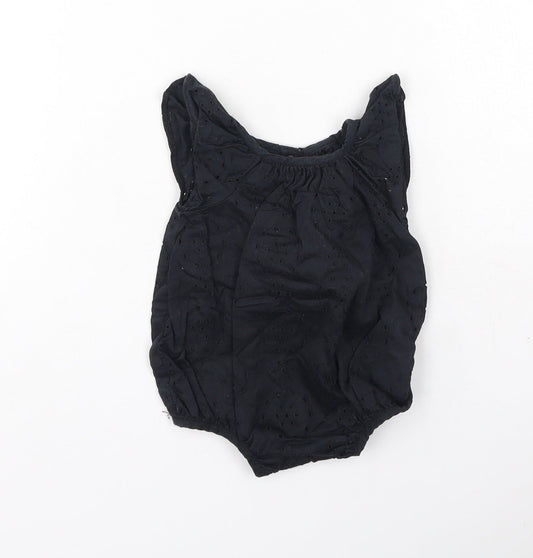 Babyk Girls Black Cotton Romper Outfit/Set Size 0-3 Months