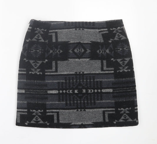 Jasmine & Juliana Womens Grey Geometric Acrylic A-Line Skirt Size 12 Zip