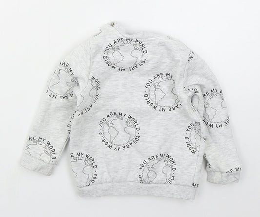 Fred & Flo Boys Grey Cotton Basic T-Shirt Size 9-12 Months Crew Neck Pullover - You Are My World