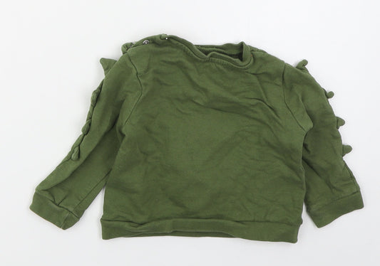 Pep&co Boys Green Cotton Basic T-Shirt Size 12-18 Months Crew Neck Pullover - Roarsome