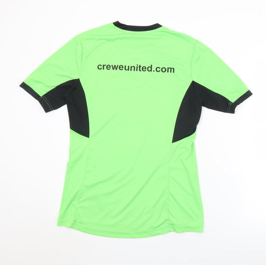 Crewe United Mens Green Polyester T-Shirt Size M V-Neck - Crewe United