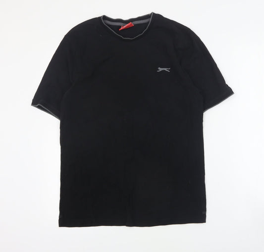 Slazenger Mens Black  Cotton  T-Shirt Size S Crew Neck