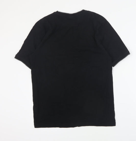 Slazenger Mens Black  Cotton  T-Shirt Size S Crew Neck