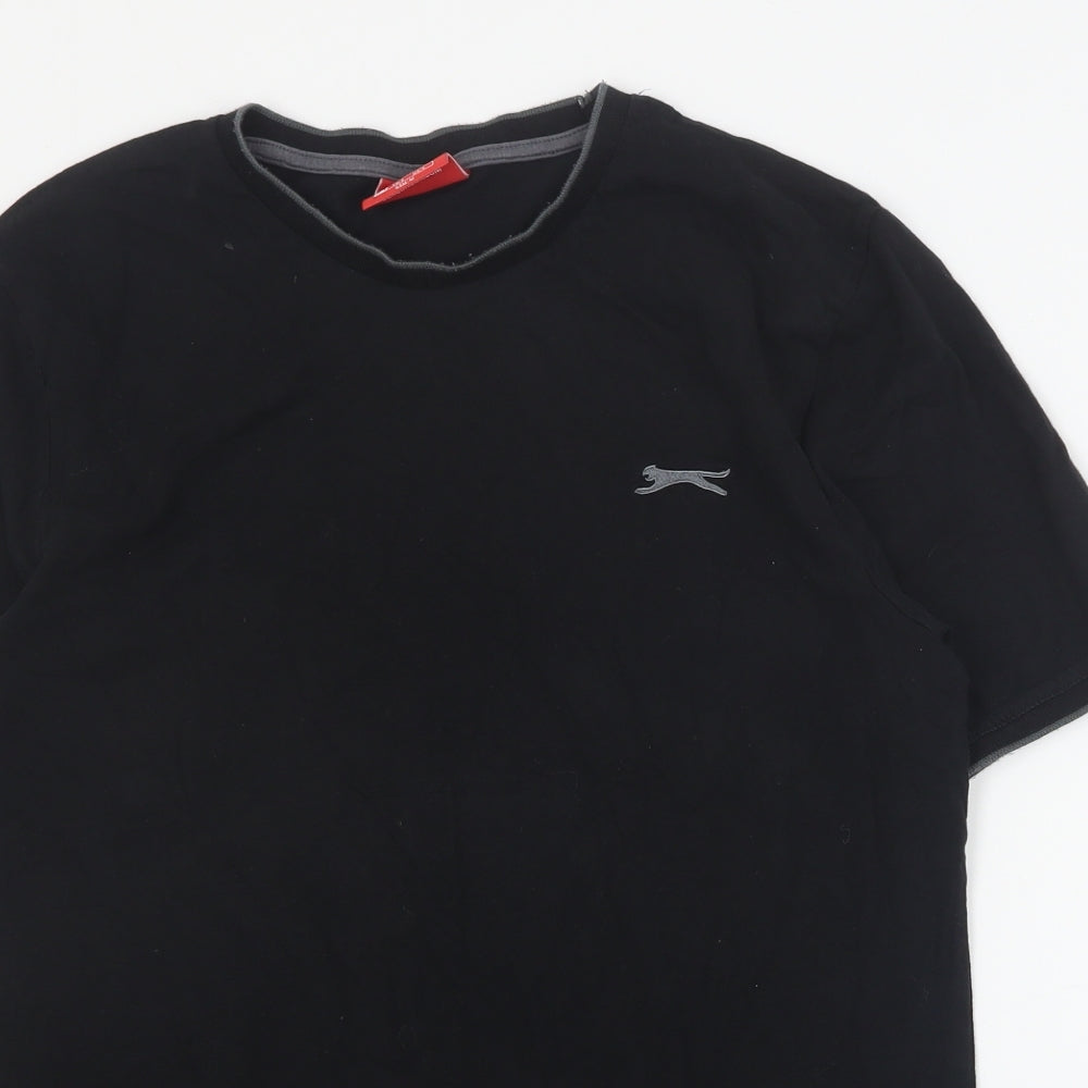 Slazenger Mens Black Cotton T-Shirt Size S Crew Neck