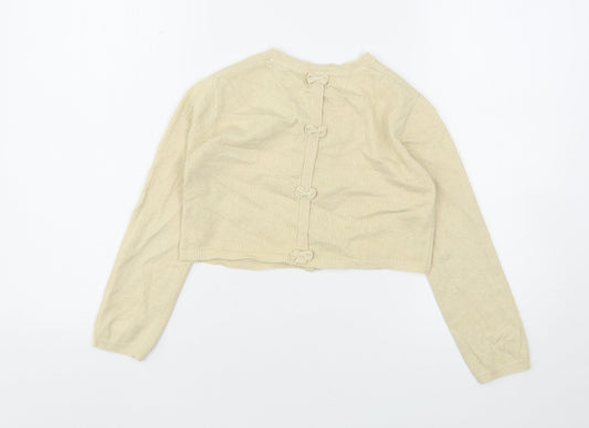 Boboli Girls Beige Round Neck Polyester Cardigan Jumper Size 8 Years