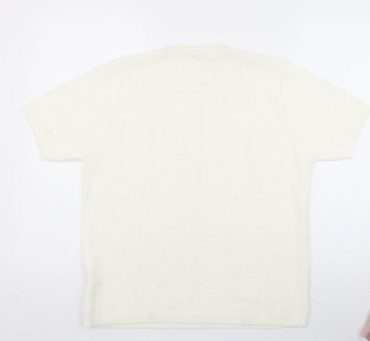 Berkertex Womens White Acrylic Pullover Sweatshirt Size 14 - size 14-16