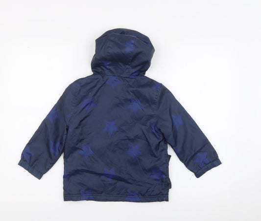 F&F Boys Blue Geometric Rain Coat Coat Size 2XS