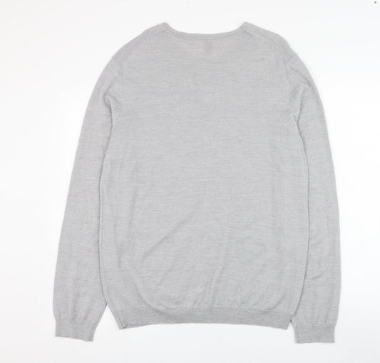 Lipsy Mens Grey Round Neck Acrylic Pullover Jumper Size XL