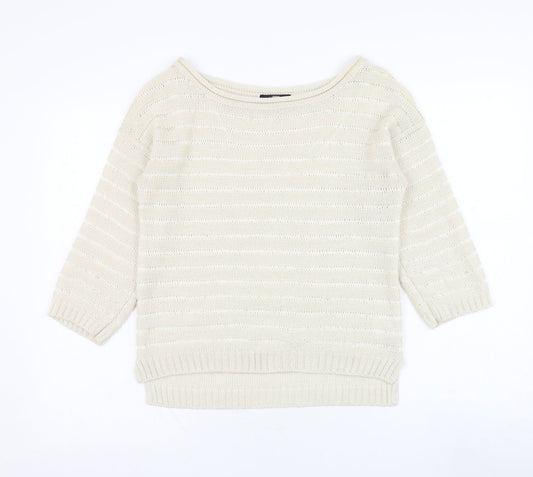 Jane Norman Womens Ivory Round Neck  Acrylic Pullover Jumper Size 10