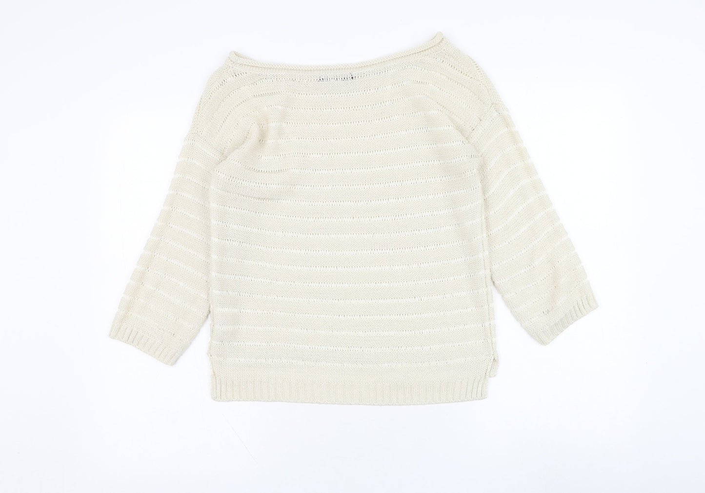 Jane Norman Womens Ivory Round Neck Acrylic Pullover Jumper Size 10