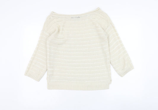Jane Norman Womens Ivory Round Neck  Acrylic Pullover Jumper Size 10
