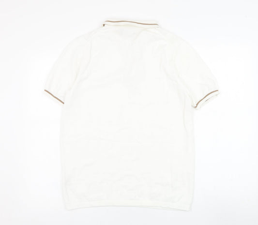 Burton Mens White Collared Cotton Pullover Jumper Size M