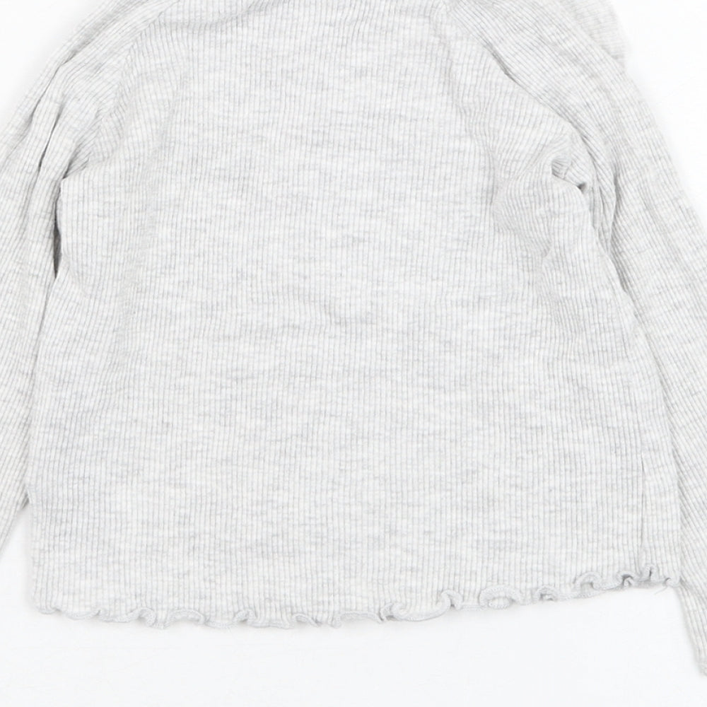 Very Girls Grey Cotton Basic T-Shirt Size 18-24 Months Round Neck Pullover - Lettuce hem