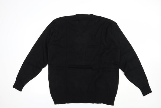 Direct Corporate Mens Black V-Neck Acrylic Pullover Jumper Size XL