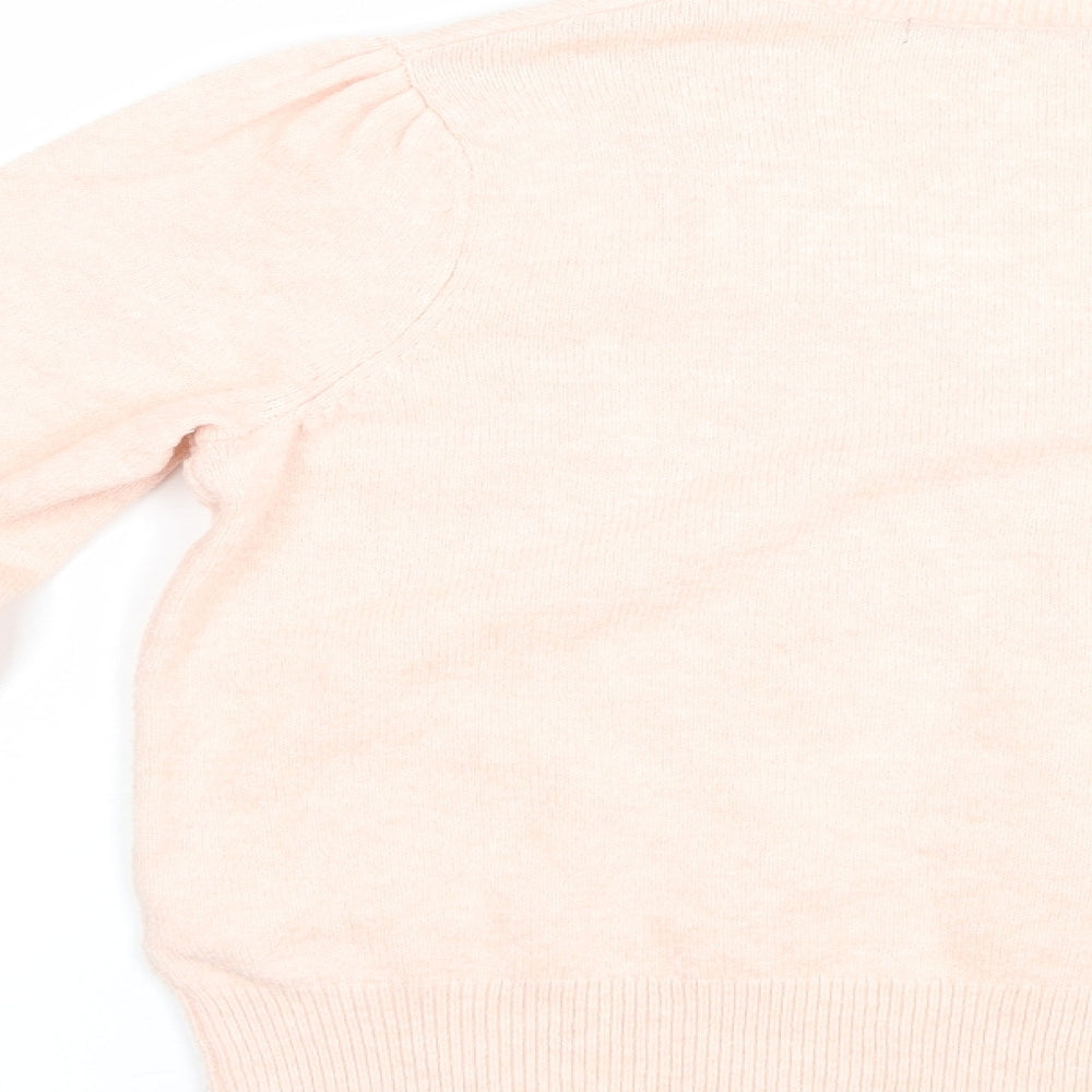 Marks and Spencer Womens Pink V-Neck Cotton Pullover Jumper Size 12