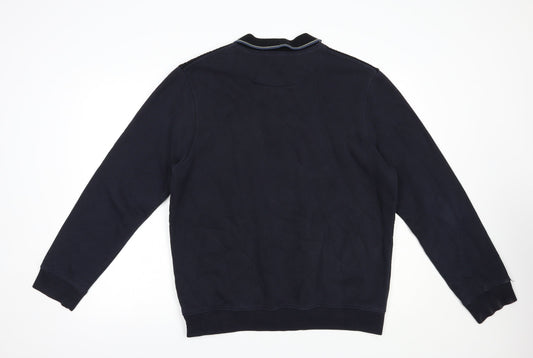 BHS Mens Blue Collared Acrylic Pullover Jumper Size L