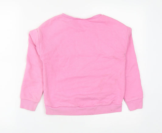 Dunnes Girls Pink Cotton Pullover Sweatshirt Size 9 Years - Love