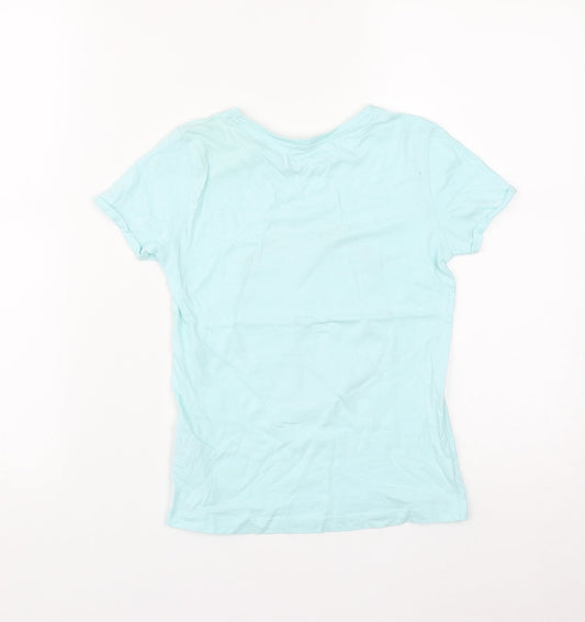 Dunnes Girls Green Cotton Basic T-Shirt Size 8 Years Round Neck - Save the Planet