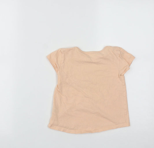 Dunnes Girls Orange Cotton Basic T-Shirt Size 3-4 Years Round Neck - Be Happy Be You