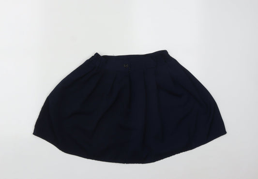Preworn Girls Blue Polyester A-Line Skirt Size S Regular Zip