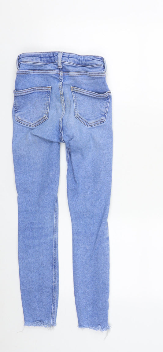 New Look Girls Blue Cotton Skinny Jeans Size 12 Years L24 in Regular Zip