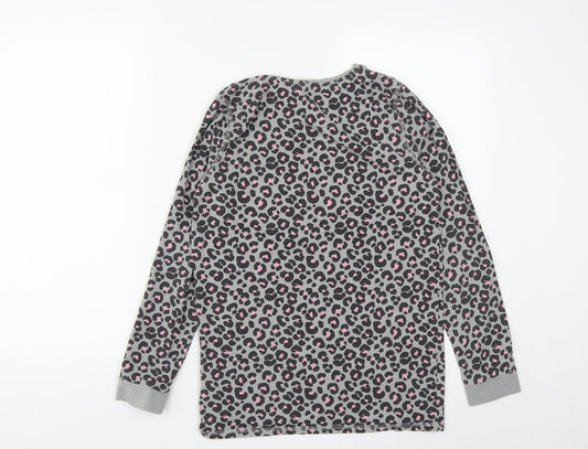 Marks and Spencer Girls Grey Geometric Cotton Pullover Sweatshirt Size 12-13 Years