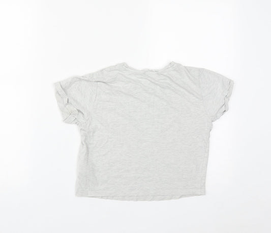 New Look Girls Grey Cotton Cropped T-Shirt Size S Round Neck - Boring Next