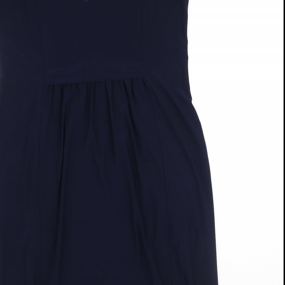 Nina Leonard Womens Blue Polyester Bodycon Size M Round Neck