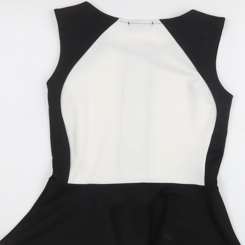 Exhibit Womens Black Polyester Basic T-Shirt Size 10 Scoop Neck