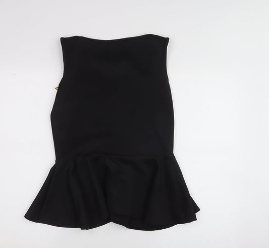 body casual Womens Black Polyester Skater Dress Size S Crew Neck