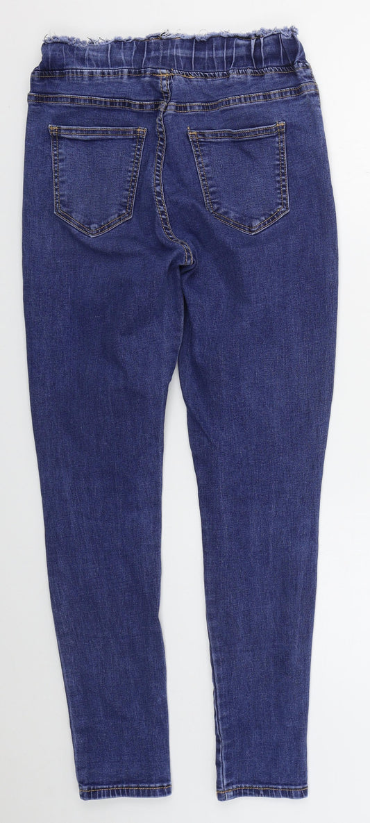 The Casual Company Womens Blue Cotton Skinny Jeans Size 10 L29 in Regular Drawstring