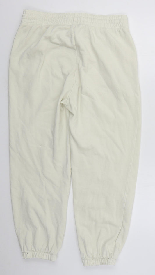 Zara Womens Ivory Cotton Sweatpants Trousers Size L L25 in Regular Drawstring