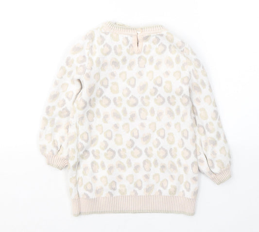Cynthia Rowley Girls Ivory Animal Print Cotton Tunic Jumper Size 12-18 Months Pullover