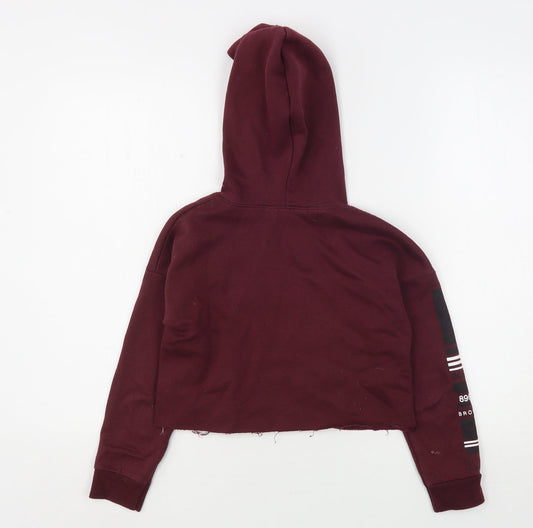 New Look Girls Purple Polyester Pullover Hoodie Size 9 Years - Cropped