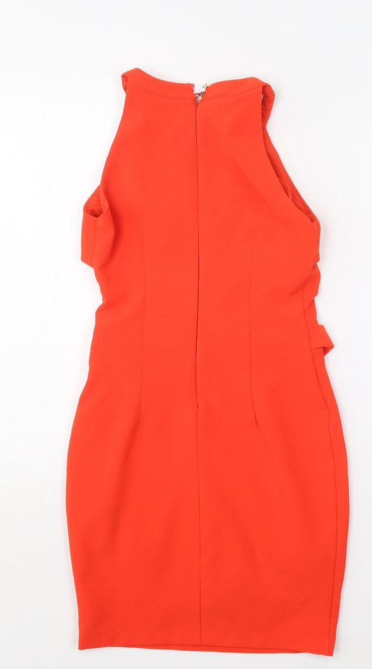 Explosion Womens Red Polyester Bodycon Size 36 Round Neck
