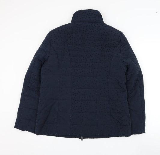 Barbara Lebek Womens Blue Puffer Jacket Coat Size 14 Zip