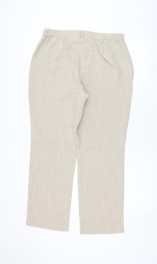 Collection Womens Beige Polyester Trousers Size 14 L28 in Regular Zip