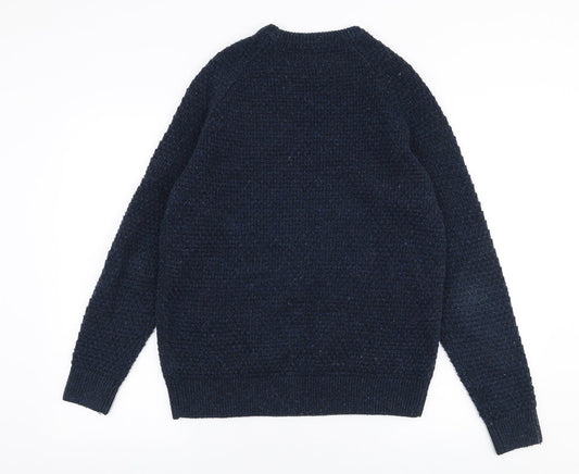 Next Mens Blue Round Neck Acrylic Pullover Jumper Size M