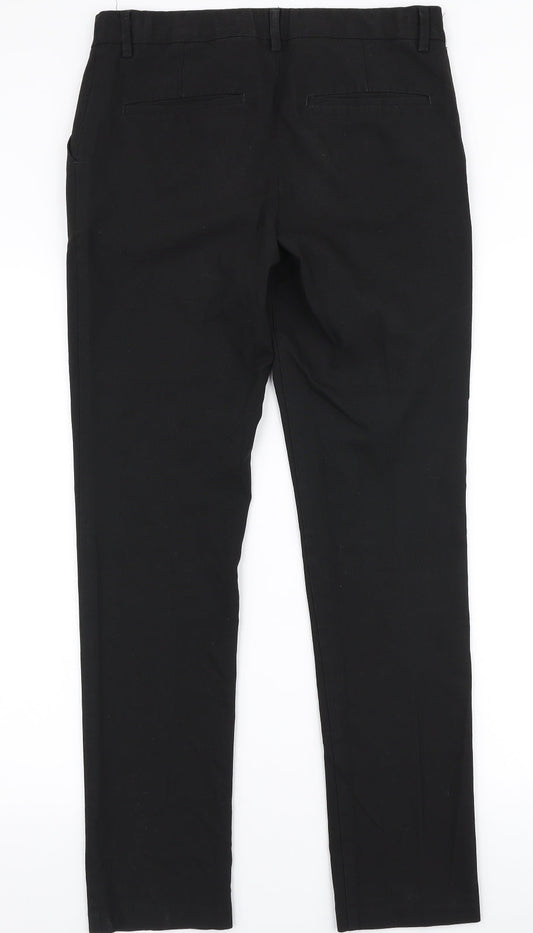 Marks and Spencer Womens Black Polyester Trousers Size 30 in L29 in Slim Zip