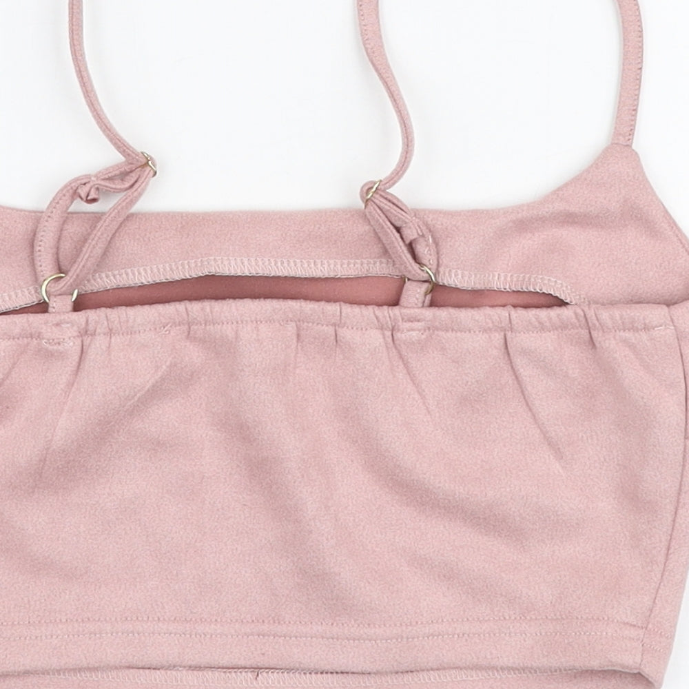 Naanaa Womens Pink Polyester Cropped Tank Size 8 Square Neck