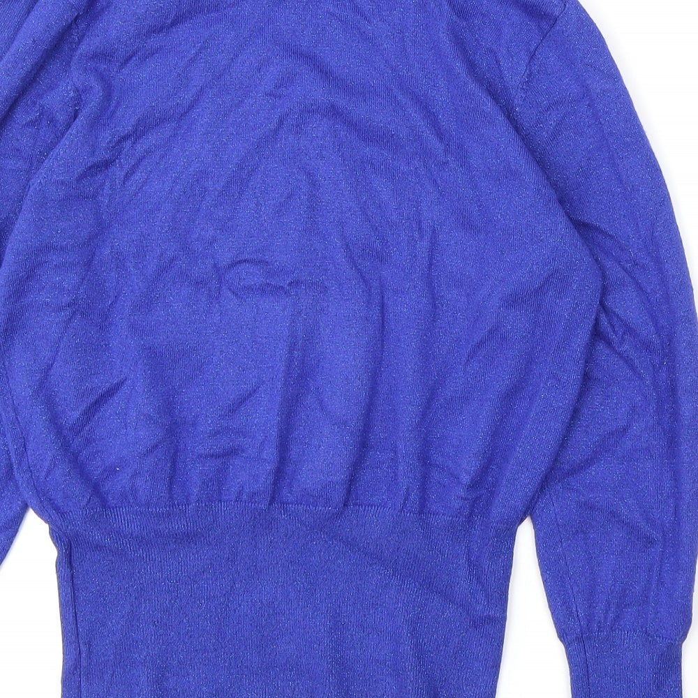 Marks and Spencer Womens Blue Mock Neck Viscose Pullover Jumper Size 12