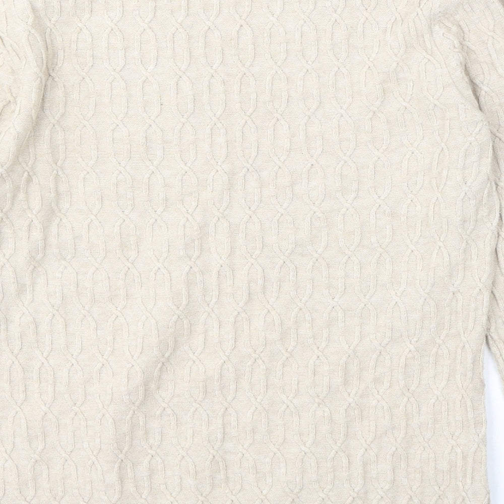 CC Womens Beige Round Neck Cotton Pullover Jumper Size M