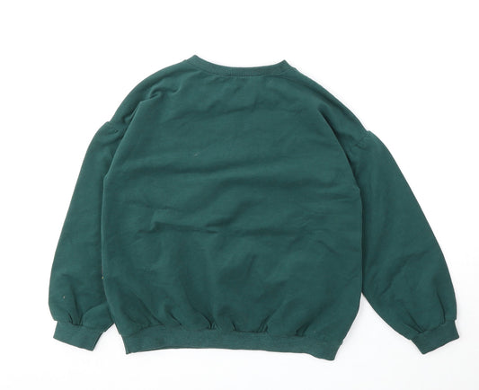 Benetton Girls Green Cotton Pullover Sweatshirt Size 6-7 Years