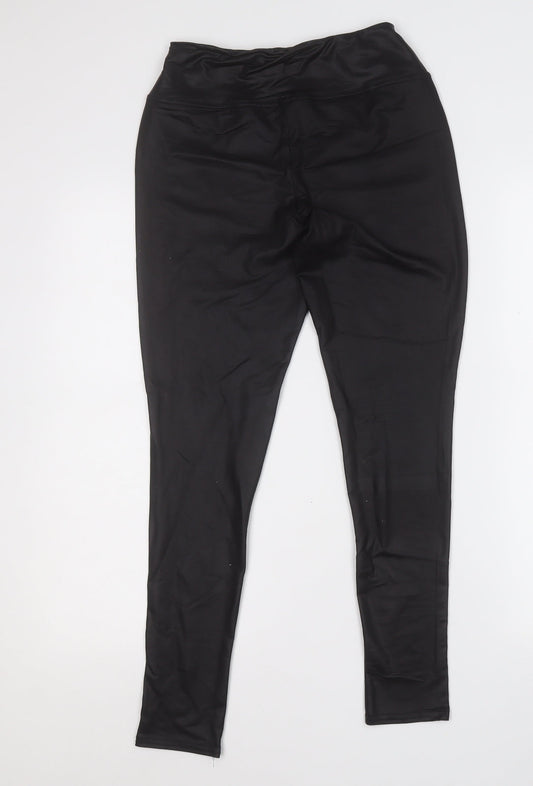 Boohoo Womens Black Polyester Jegging Trousers Size 10 L25 in Regular - Pleather