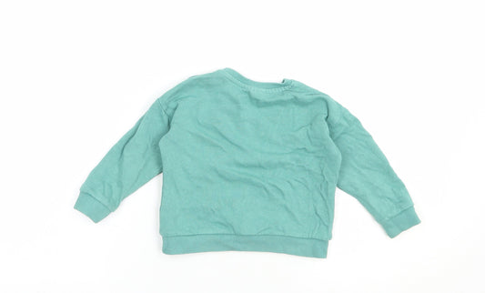So Cute Baby Green Cotton Pullover Jumper Size 12-18 Months Snap - Dino