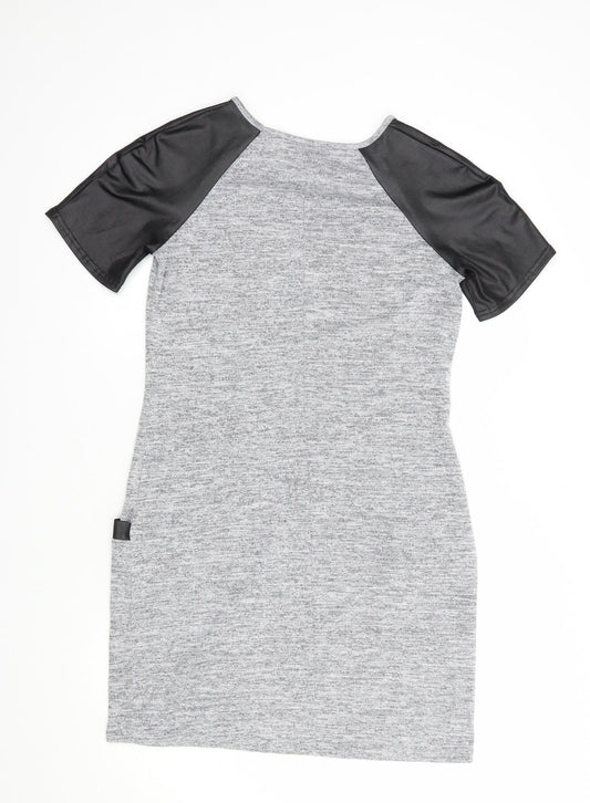 Internacionale Womens Grey Polyester T-Shirt Dress Size 10 Crew Neck Pullover