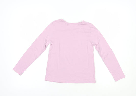 Dunnes Stores Girls Pink Cotton Pullover T-Shirt Size 6-7 Years Crew Neck Pullover - Girl Squad